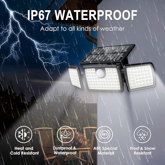 Solar Lights Outdoor Waterproof, Motion Sensor Flood Outside Lights with 2500LM High Brightness 270° Wide Angle, Outdoor Solar Lights IP65 for Yards, Patio, House, Garage (Non-Remote,2 Pack)