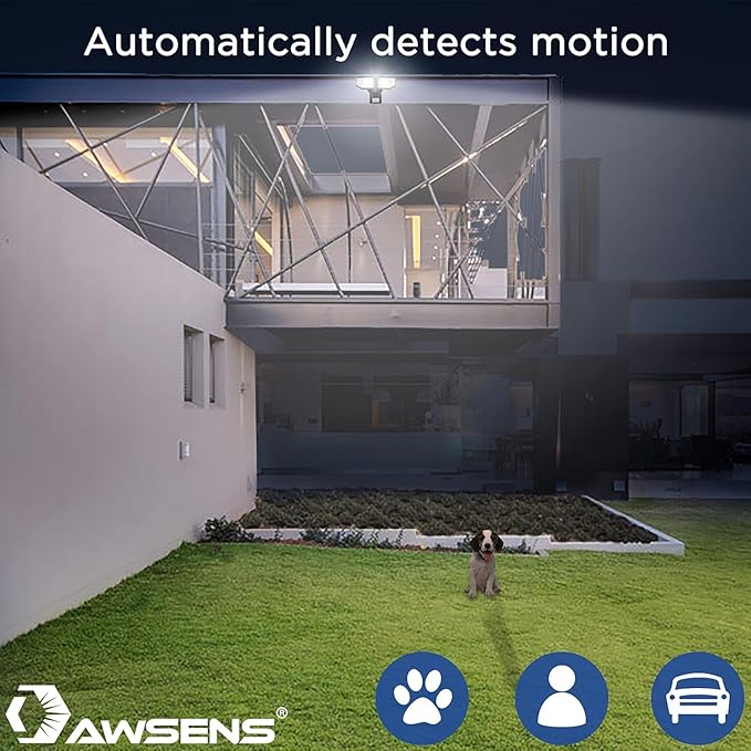 40W LED Security Lights Motion Sensor Light Outdoor, 180 Degree, 4000 LM Motion Security Light, 5000 K, ETL Water Resistant, Clear 2 Head Motion Detector Flood Light for Garage, Yard (Black)