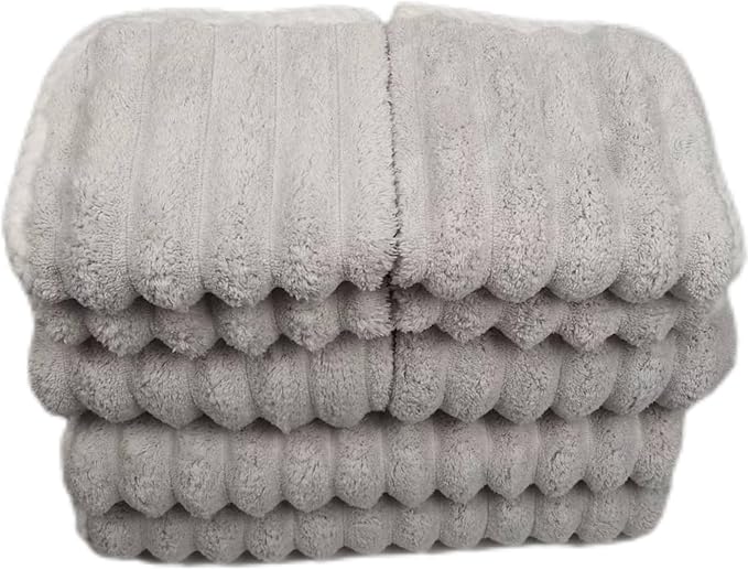 Soft Bath Towels Set, Microfiber Ribbed Oversized Bath Towels Extra Large for Bathroom, Home, Hotel, Spa, Beach, Pool, Gym (8-Piece Towel Set, Grey)