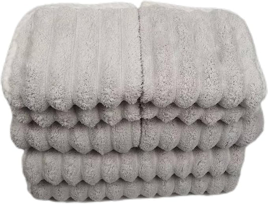 Soft Bath Towels Set, Microfiber Ribbed Oversized Bath Towels Extra Large for Bathroom, Home, Hotel, Spa, Beach, Pool, Gym (8-Piece Towel Set, Grey)
