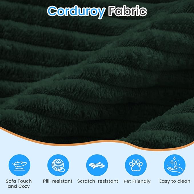 PUREMIND 106" Cloud Sectional Couch for Living Room, Corduroy L Shape Sofa with Deep Seat, Modern Green Couches Modular Boneless Foam Couch Corner Couches, No Assembly Required