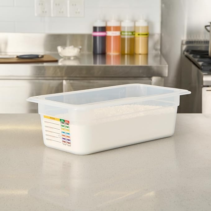 Restaurantware Food Pans Pack of 10 Plastic Rectangle Food Containers 1/3 Size with Traceability Label, Storage Containers Dishwashable Hot Cold Friendly for Restaurants Buffet Commercial Use