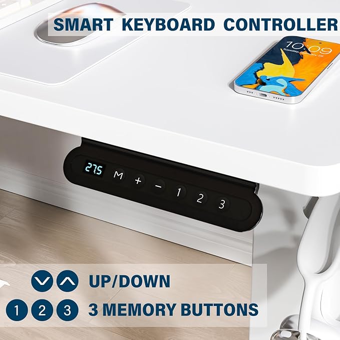 Kingant Standing Desk Height Adjustable Small Electric Stand Up Desks [35 x 20 Inch] - Ergonomic Sit Stand Desk Rising Desks for Home Office Computer Desk Stand Desk Workstation with Cable Management