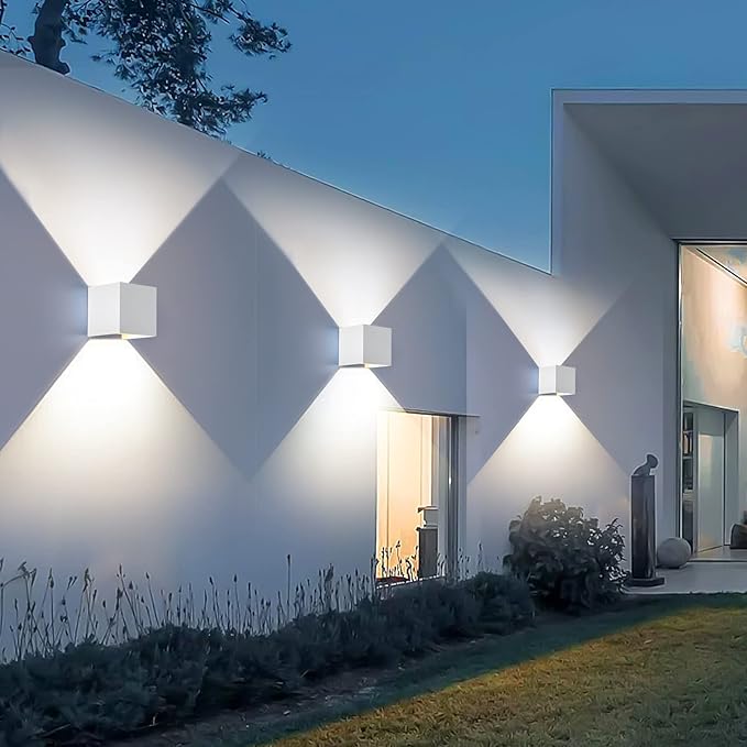2 Pack Outdoor Wall Lights Exterior/Interior Wall Sconces Up and Down Lights IP65 Waterproof G9 Base Socket Modern Outdoor Lighting Square Aluminum White 4000K Natural Lights, Adjustable Light Angle