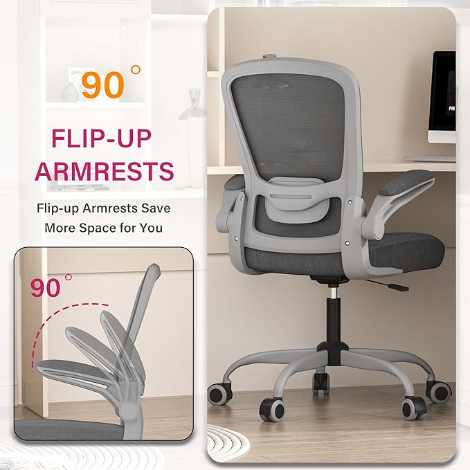 Mimoglad Office Chair, Ergonomic Desk Chair with Adjustable Lumbar Support, High Back Mesh Computer Chair with Flip-up Armrests-BIFMA Passed Task Chairs, Executive Chair for Home Office