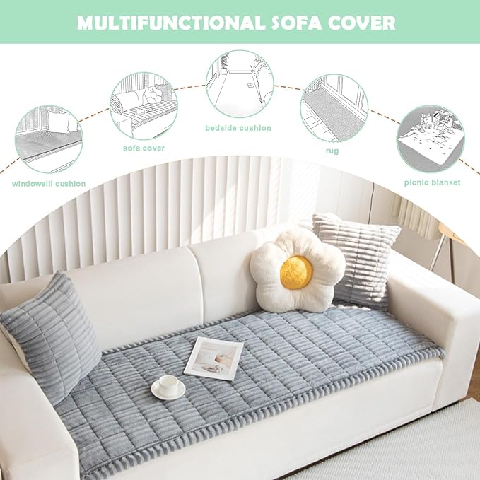 ZQFFB Pet Couch Cover Dogs Washable Non-Slip Couch Protector Pet Friendly Dog Mat for Couches and Sofas