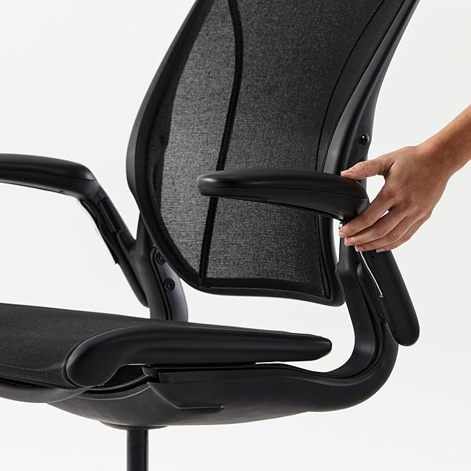 Humanscale World One Black Office Chair, Ergonomic Work Desk Chair with Built in Lumbar Support, Adjustable Computer Office Chair for All Body Types