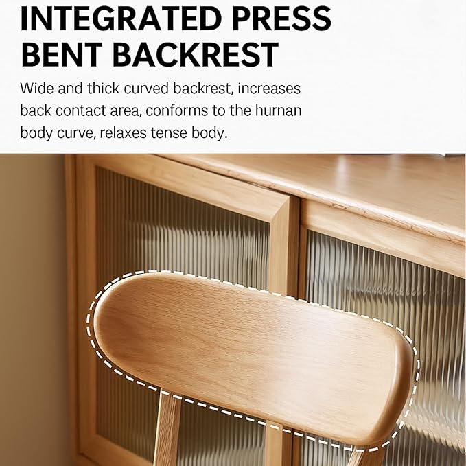 Wood Dining Chair for Kitchen & Dining Room - FAS-Grade North American Oak, Natural Wood Dining Chair with Ergonomic Curved Back,Easy Assembly,Heavy Duty Dining Chairs 400 lb Capacity