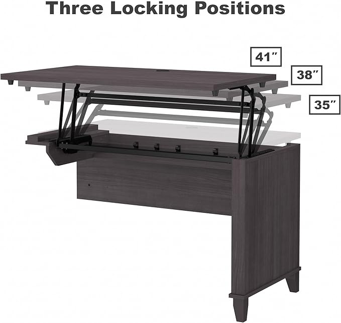 Bush Furniture Somerset 72W 3 Position Sit to Stand L Shaped Desk with Hutch in Storm Gray | Adjustable Height Table for Home Office