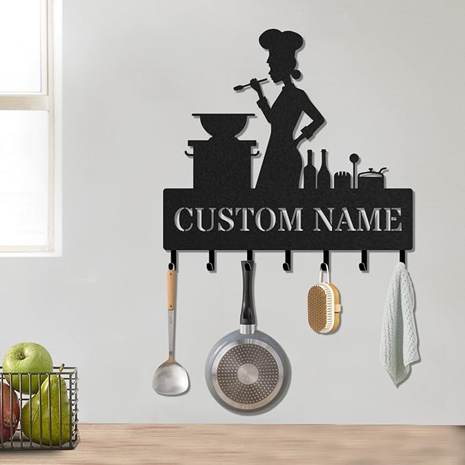 Personalized Key Holder for Wall, Custom Metal Kitchen Key Hooks with Name, Meta Jacket Holder Hooks Organizer Rack, Jacket Hanger Decor for Kitchen, Entryway, Hallway, Office, Doorway