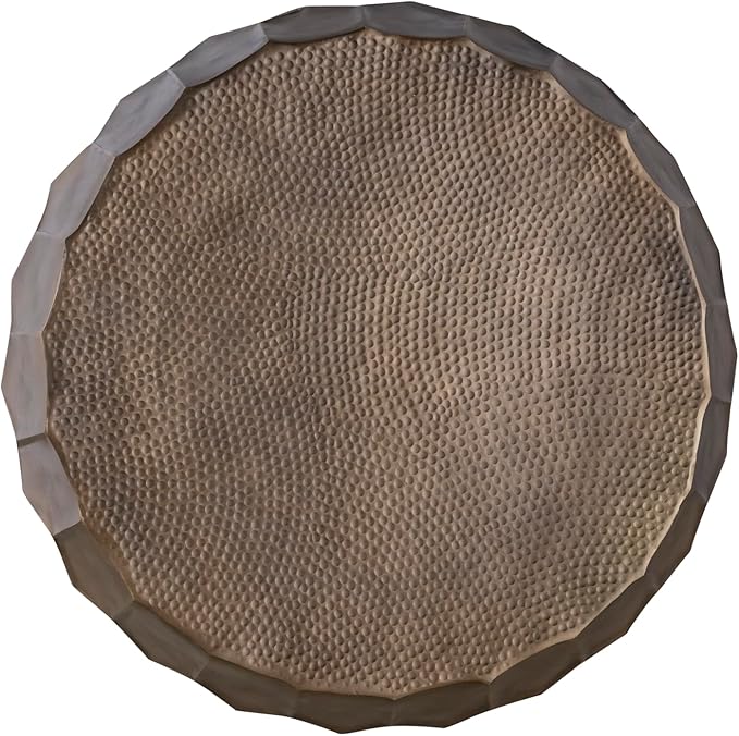 CT101 Modern Contemporary Round Aluminum Material 32" Coffee Table, Farmhouse Table with Glossy Diamond-Patterned Base Antique Gold