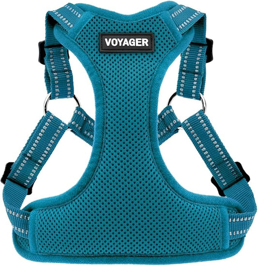 Best Pet Supplies Voyager Adjustable Dog Vest Harness Breathable No Pull Harness for Small, Medium, Large Dogs, Harness for Walking, Jogging, Easy Step-in, Reflective Stripes - Turquoise, XS