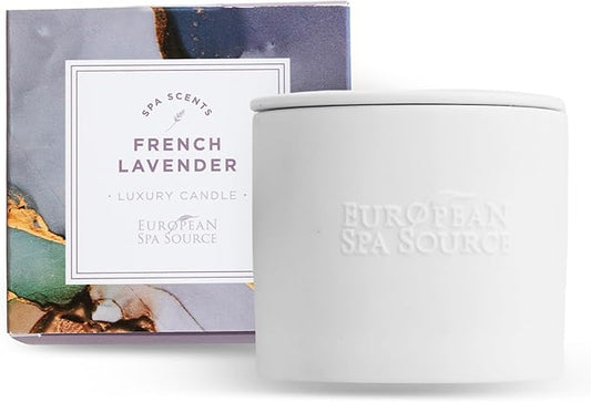 European Spa Source French Lavender Luxury Candle for Aromatherapy, Soy Wax Candle, Hand Poured, at Home Spa Experience Promoting Relaxation, 45 Hours of Burn Time