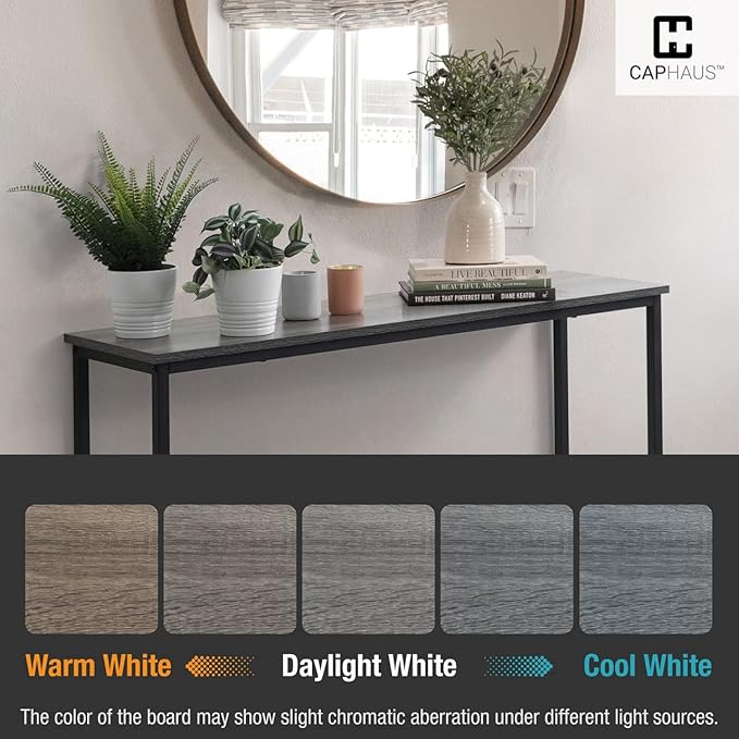 CAPHAUS 41” Classic Console Table for Entryway, Modern Sofa Tableau for Living Room, Industrial Console Mesa, Snack Entrance Table for Hallway, Accent Behind Couch Plant Table, Grey Oak