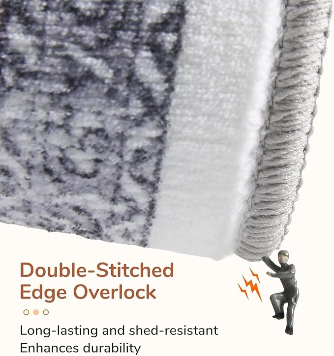 OPPODREAM Thin 6x9 Area Rugs, Washable Rug 6x9 with Non Slip Backing, Faux Cashmere Low-Pile 6 x 9 Carpet, Red & Grey