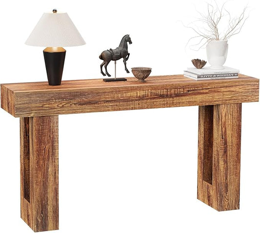 Garvee 63" Long Narrow Rectangular Console Table, Farmhouse Wood Entryway Table for Hallway, Foyer & Living Room, Sofa Table Behind Couch, Industrial Accent Table,Rustic Brown