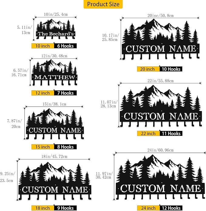 Custom Metal Key Rack Hooks, Personalized Key Holder for Wall, Forest, Mountain Theme Wall Decoration Hooks, Key Hanger Organizer for Living Room, Entryway, Bathroom, Kitchen Decor