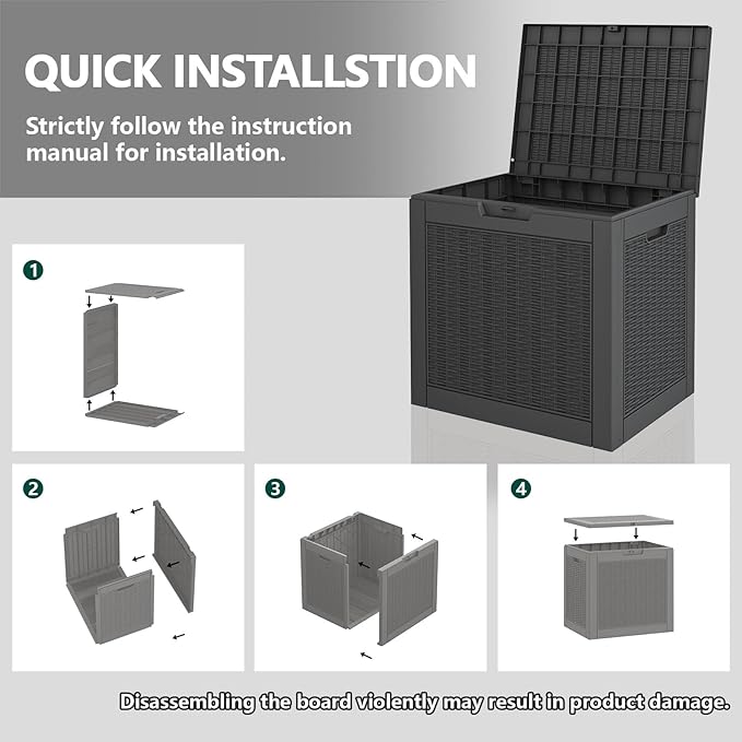 Deck Box, 31 Gallon Resin Outdoor Storage Box, Waterproof and UV Resistant Lightweight Storage Deck Box for Garden Tools, Supplies