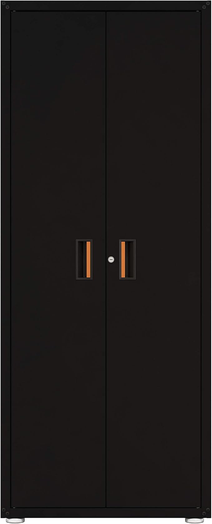 Home Tall Steel Storage Cabinet w/Lock & Key, Two Door Garage/Office/Classroom Cabinet, Removable Shelf, Pivot Hinges, 18.2" L 30.3" W 5.4" H (Black)