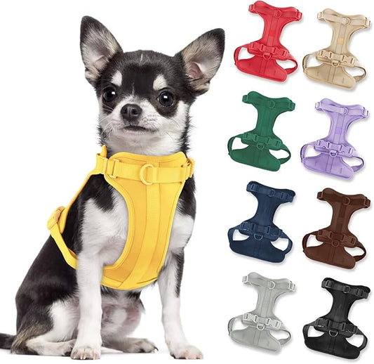 No Pull Lightweight Dog Harness: Adjustable Durable Breathable Mesh Pet Vest Harness with Soft & Comfortable Cushion, for Small Medium Large Dogs (XS, Butter Yellow)