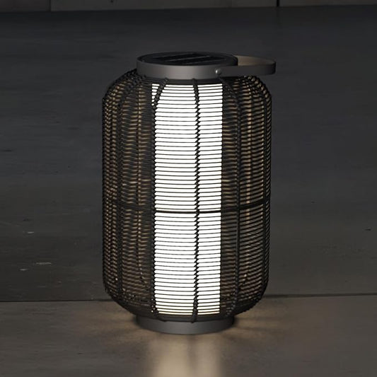 Solar Yard 1-Piece Outdoor Floor Lamp, Solar Water-Resistant Boho Lantern Lights for Outside Hanging Table Lanterns Decoration for Garden, Patio, Porch, Trees, Pathway, Cylinder Black