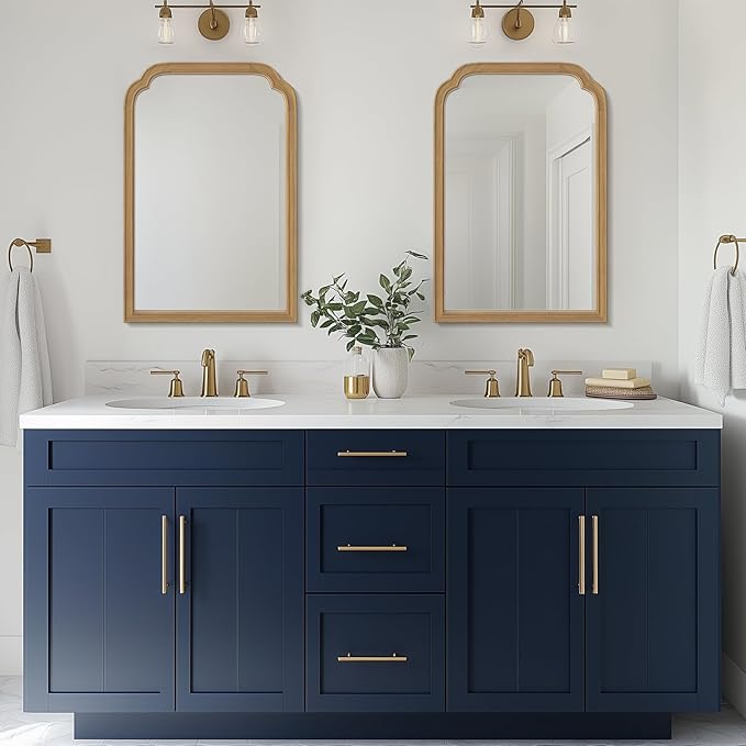 WallBeyond Wood Frame Wall Mirror Rounded Corner Arch Rectangle Mirror for Entryway, Living Room or Bedroom Home Decor - Light Woodgrain [20" x 30" Natural Color]