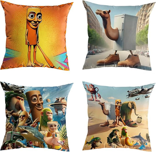 Italian Brainrot Pillow Covers 18"x18" Holiday Decor Throw Cushion Case Set of 4 Itlian Brainrot Home Decorations for Home