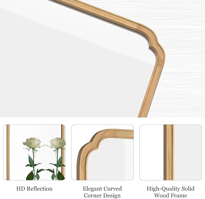 HOMECOOKIN Wood Bathroom Mirrors for Wall Mounted, 30" x 40" Rustic Wood Frame Wall Mirrors Decorative for Living Room or Bedroom Vanity Mirror (Natural) A