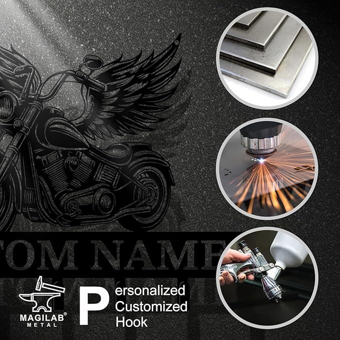 Personalized Custom Name Motorcycle Keys Hooks,Metal Motorcycle Art Clothes Keys Hooks,Metal Motorcycle Lover Wall Home Storage Decorative Keys Hooks,Key Holder Hooks for Wall (Style F)