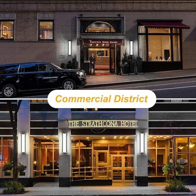 Sytmhoe Dimmable 23.6in 6000K LED Modern Outdoor Wall Light,10%-100% Dimming Porch & Patio Wall Light Fixture,Black Aluminum&Dual PC Wall Lights Suitable for Garage Living Room Courtyard House(6000K)