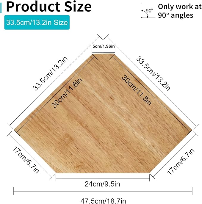 Corner Wall Shelf, Corner Floating Shelf Solid Oak Wood Display Shelf with Wire Hole Small Plant for Kitchen Living Room