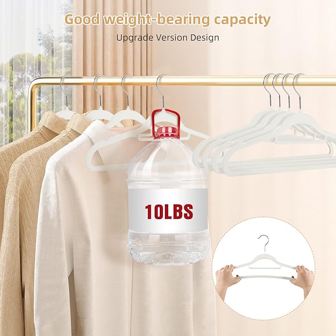 Velvet Clothing Hangers Non-Slip White Suit Hanger Space Saving Clothes Hanger Heavy Duty Adult Hanger Hangers with 360°Swivel Hook 20 Pack
