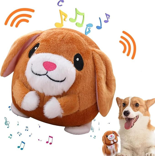 Active Moving Plush Toy, Interactive Pet Bouncing Balls, USB Rechargeable Sound Electronic Dog Toy, Cute Squeaky Pig Dog Toy