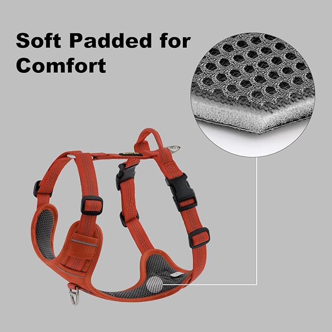 Plutus Pet No Pull Dog Harness, Reflective Adjustable Dog Vest Harness with Handle, Escape Proof, Soft Padded for Small Medium Large Dogs (Orange, S)