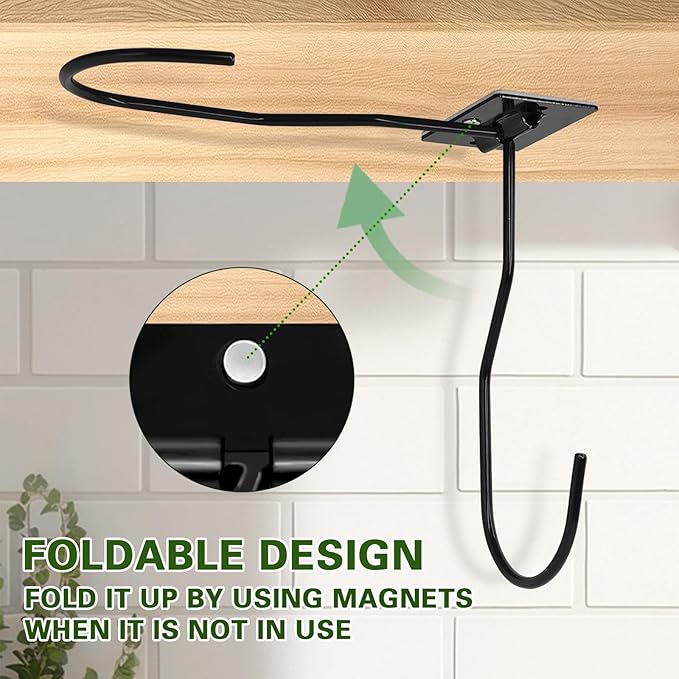 Banana Hanger Hook – Space Saving Banana Holder Hanger to Keep Bananas Fresh, Self Adhesive and Screw Banana Hook 2Pack Black