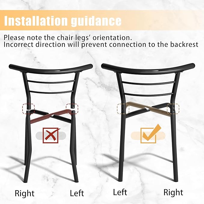 JUMMICO 3-Piece Wooden Round Table & Chair Set, Space Saving Kitchen Breakfast Nook Wood Grain Tabletop with Metal Frame and Built-in Wine Rack for Kitchen, Dining Room (Black)