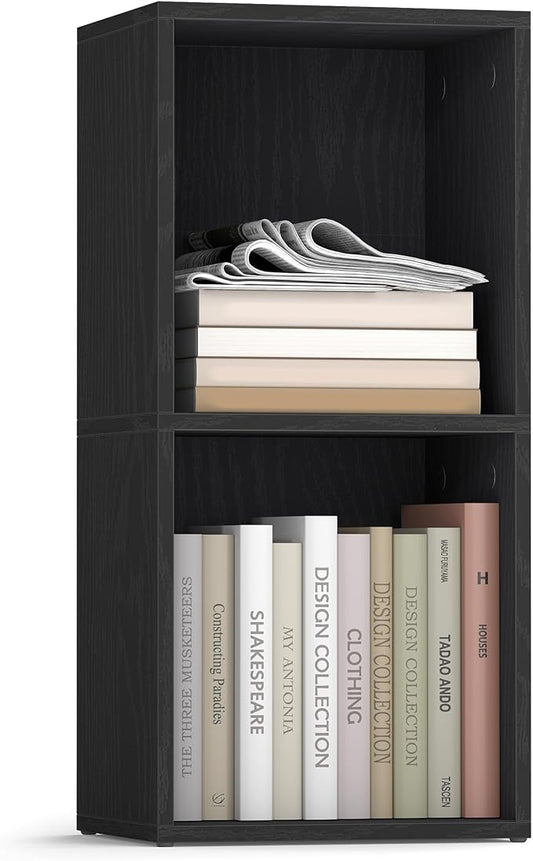VASAGLE Custos Collection - Bookshelf, 2-Tier Bookcase, Book Shelf, Open Storage Shelf, 9.4 x 11.8 x 25.2 Inches, for Living Room, Home Office, Dining Room, Ebony Black ULBC432B01