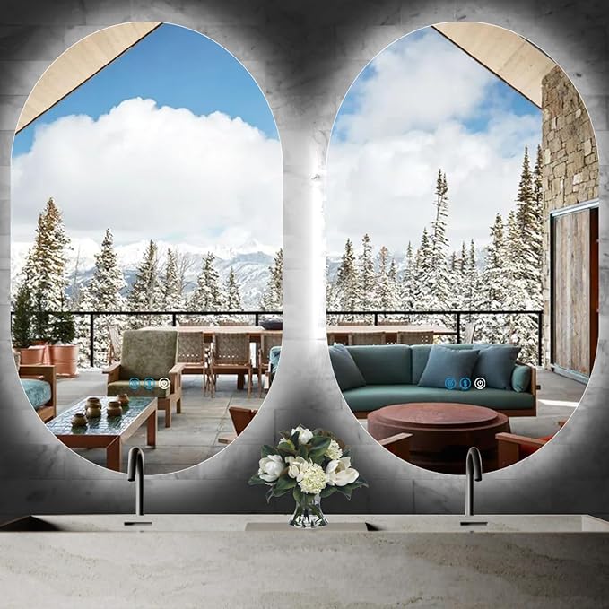 THEKLA 20 x 40 Inch Oval Lighted Vanity Mirror with Lights Backlit Smart Memory 3 Color Dimmable AntiFog 40" Frameless LED Oval Backlit Mirror for Bathroom Salon Makeup Wall Vertical/Horizontal Mount