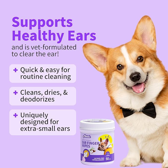 MIOSSZI 250ct Pet Finger Wipes for Dogs & Cats - Dog Ear Cleaner for Itch Relief Remove Wax & Odor, Dog Ear Cleaning Finger Wipes-Pet Ear Finger Wipes