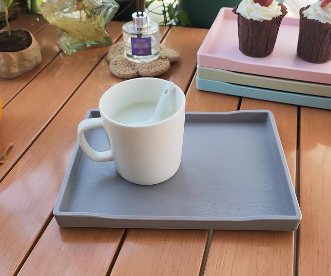 Small Gray Serving Tray (8.5 x 6.3 inch) for Serving Accessory, Spa, Coffee, Drinks, Wine, Tea, Bar, Party, Seasoning, Perfume or Display Use.
