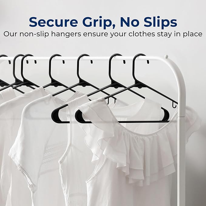 SereneLife 30 Pack Plastic Hangers, Non-Slip, Space-Saving Closet Organizers, Durable and Strong for Shirts, Sweaters, Hoodies, Kids Clothes & Dresses, Ultra-Thin, Lightweight