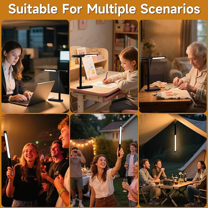 Magnetic Led Desk Lamp: 2 in 1 Magnetic Reading Lamp with USB Charging Port for Home Bedroom Office Study | Dorm Desk Lamp with 3500-6500k Touch Control Dimming | 5 Brightness Levels | Black