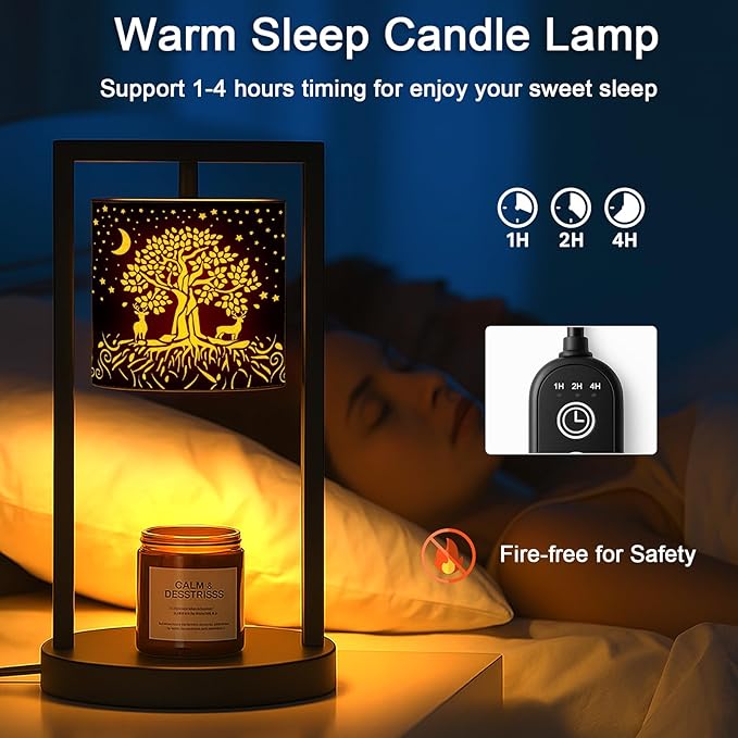Candle Warmer Lamp with Timer Wax Melt Warmer for Scented Jar Candles Candle Lamp Warmer Gifts for Mom, House Warming Gifts New Home Office Dorm Room Fall Decor(Tree of Life)