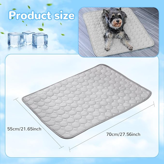 2025 New Dog Cooling Mat, Pet Cooling Mats, Summer Cool Pads Pet Mat Outdoor for Dogs & Cats, Pet Bed Mats Machine Washable(Grey, XL: 100×75 cm 39×30")