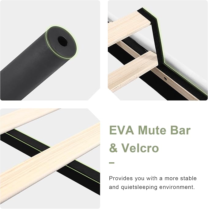 Feonase Queen Size Bed Frame with Diamond Tufted Wingback Headboard, Upholstered Platform Bed, Sturdy Wooden Slats Support, Noise-Free, No Box Spring Needed, Easy Assembly, White