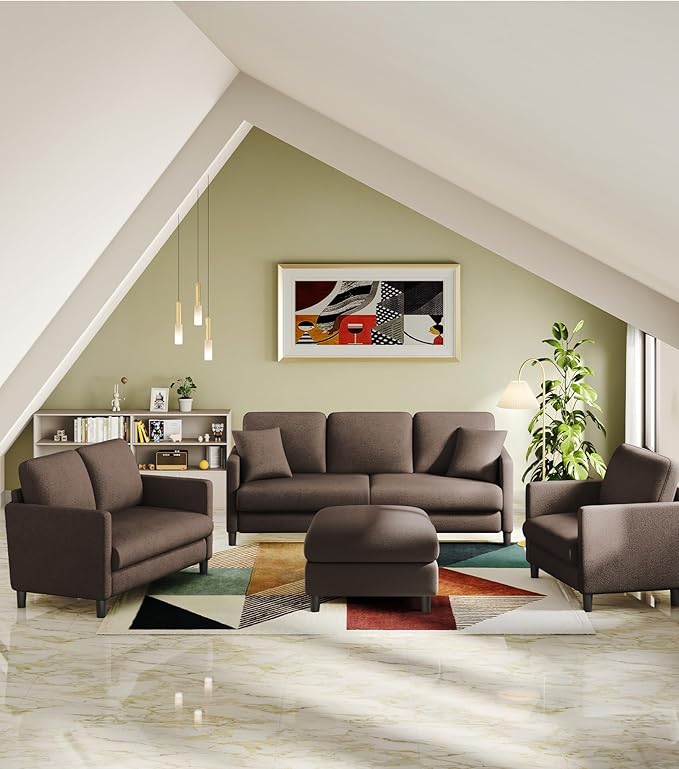 83" Couches for Living Room, Comfy Sofas for Living Room, Teddy Sofa Couch, Tool-Free Setup Loveseat Sofa, All-Wood Love Seat Couches, Small Couch 2 Pillows Included, Khaki