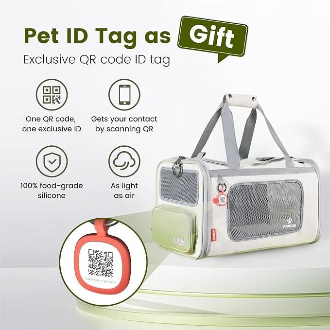 Pawaii Cat Carrier with ID Tag, TSA Airline Approved Cat Carrier, Soft Sided Collapsible Pet Travel Carrier, Foldable Cat Bag, Portable, Comfortable, Convenient Cat Travel Carrier