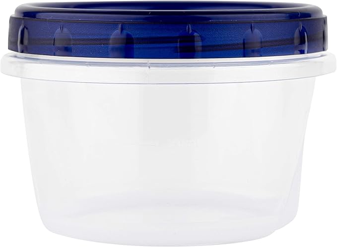 PLASTICPRO Deli Containers Clear bottom With blue Top Twist on Lids Reusable, Stackable, Food Storage Freezer Container (6, 4 OUNCE)