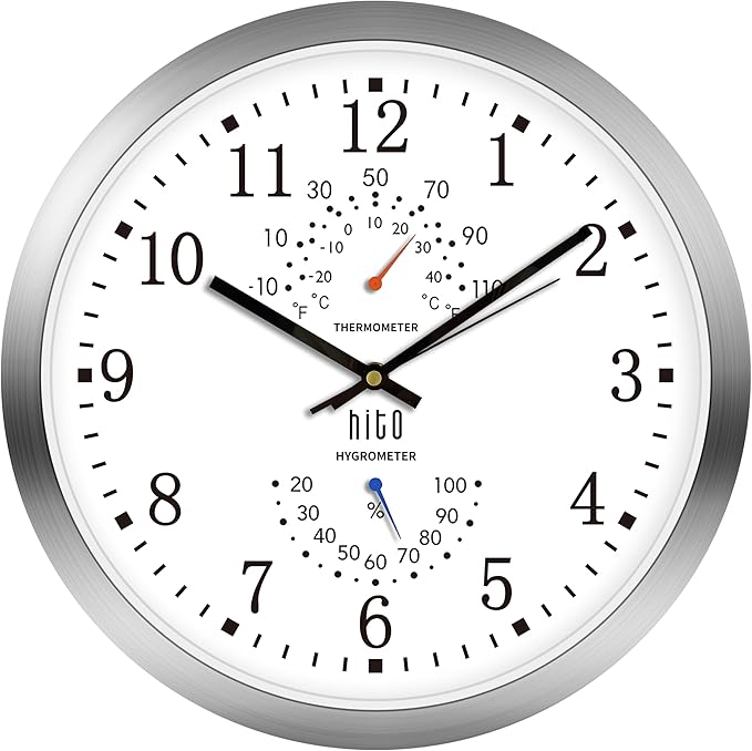 HITO 14 Inch Silent Wall Clock Battery Operated, Large Wall Clock for Living Room Decor, Office, Classroom, Bedroom