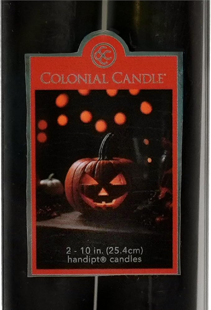Colonial Candle Unscented Black Taper Candle, 10 inch, Pack of 2 - Up to 8 Hours Burn